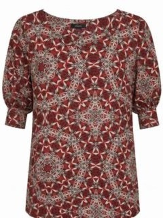 Alfani Tops - Alfani Red White Women's Red Patterned Blouse L